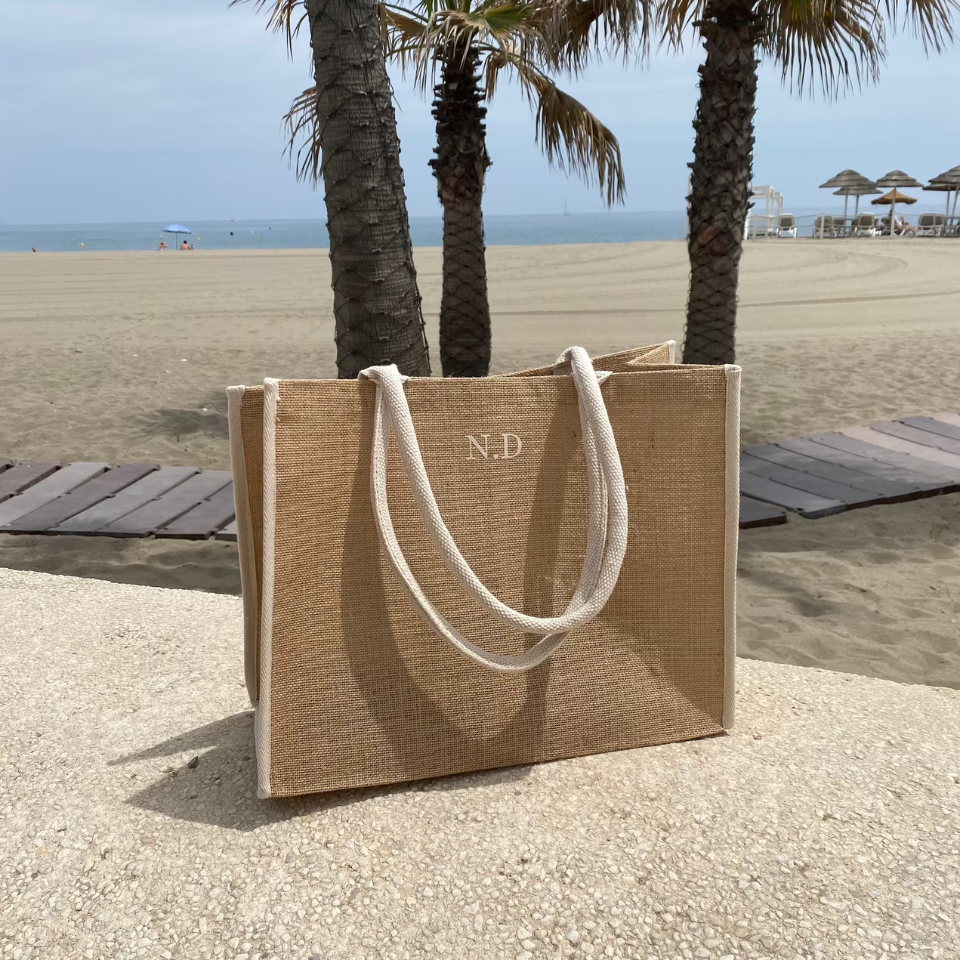Embroidered beach bag sales
