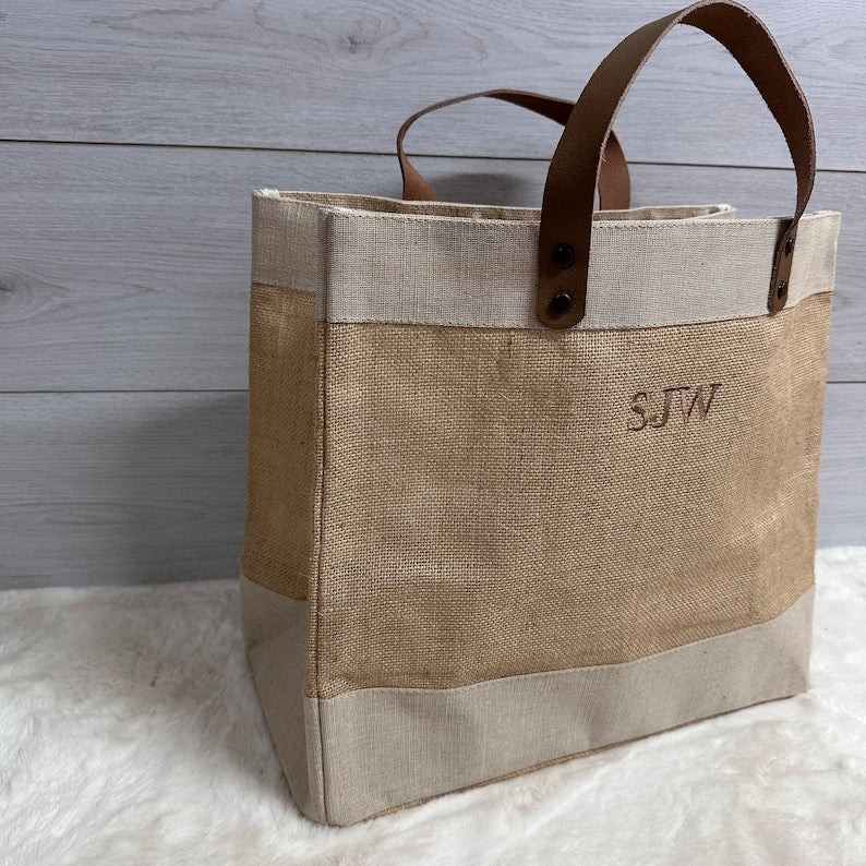 Embroidered Jute Beach Bag