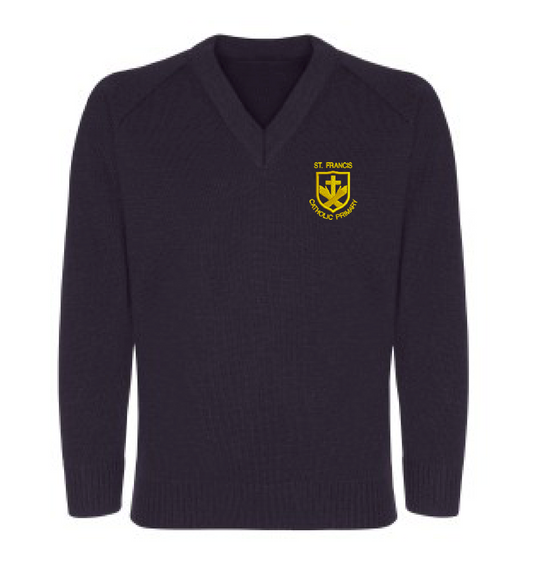 St Francis Knitted Navy V Neck Jumper
