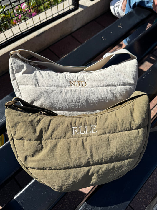 Embroidered Quilted Cross Body Bag