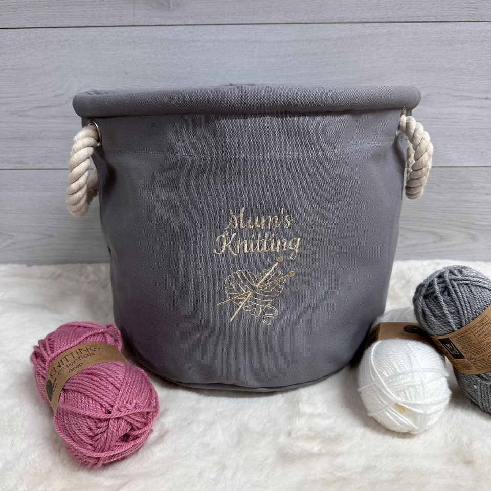 Knitting Basket embroidered by Absolute Embroidery