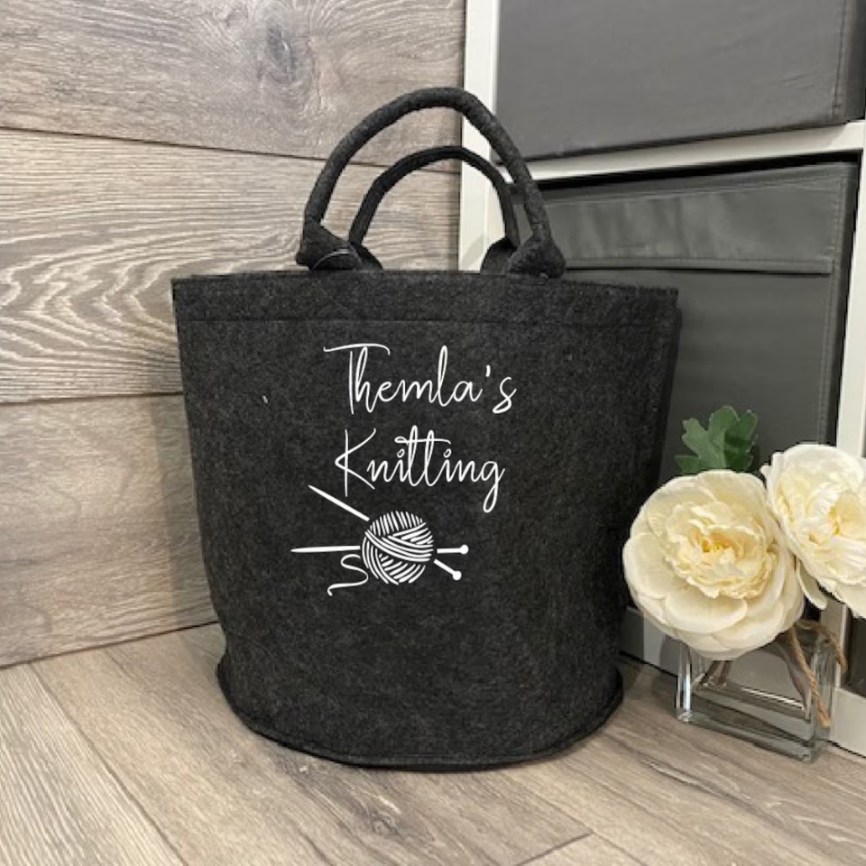 Personalised Felt Knitting Baskets by Absolute Embroidery