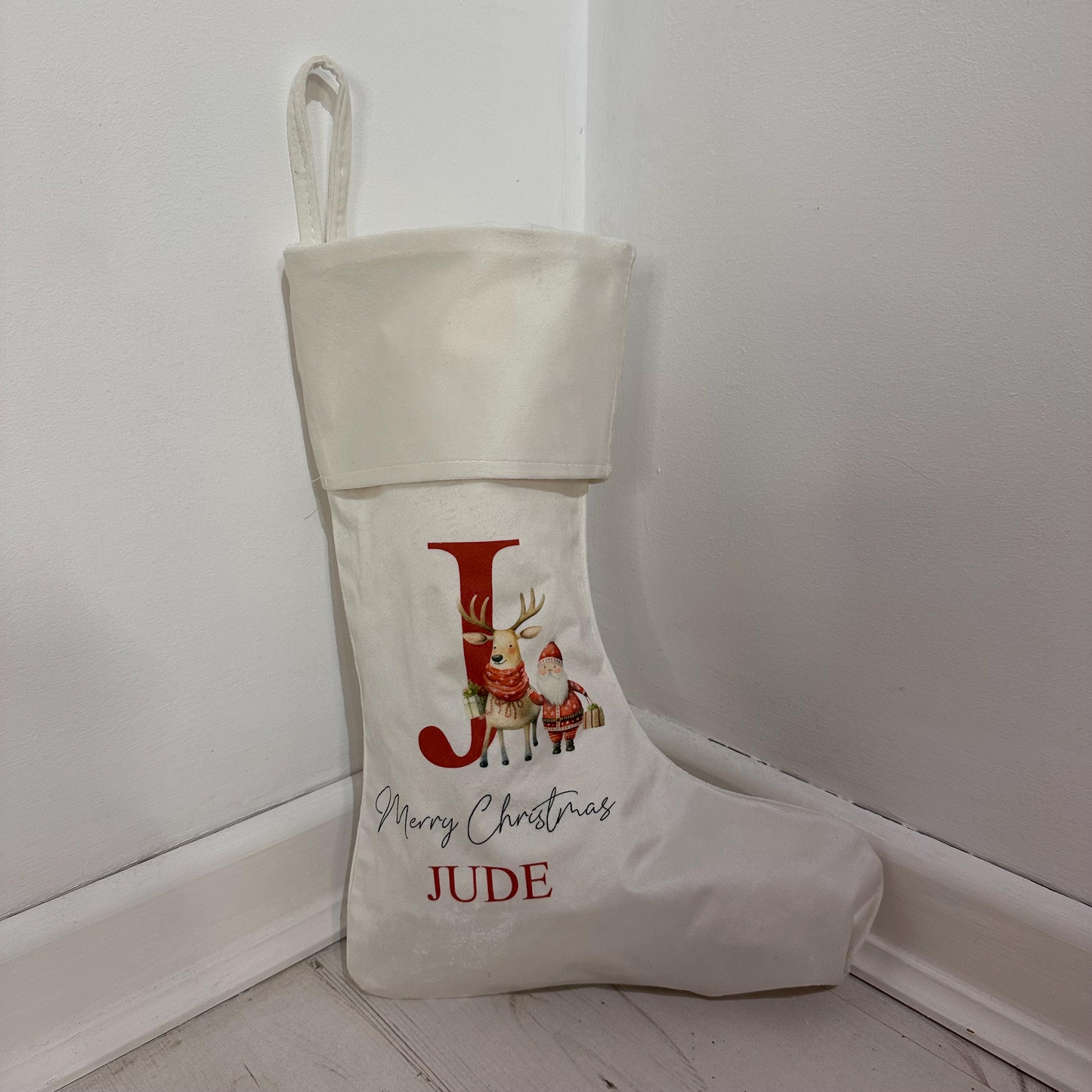 White Velvet Sack and Stocking
