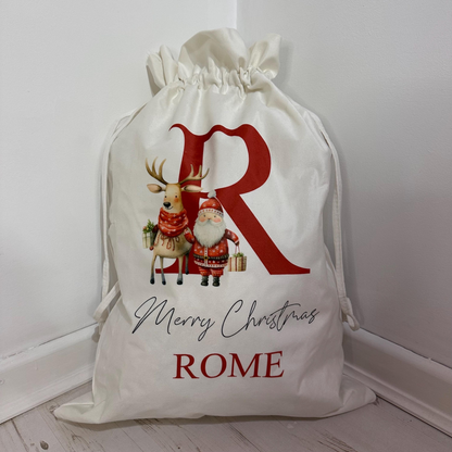 White Velvet Sack and Stocking