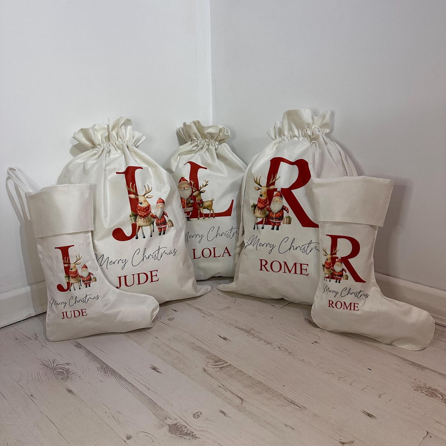 White Velvet Sack and Stocking