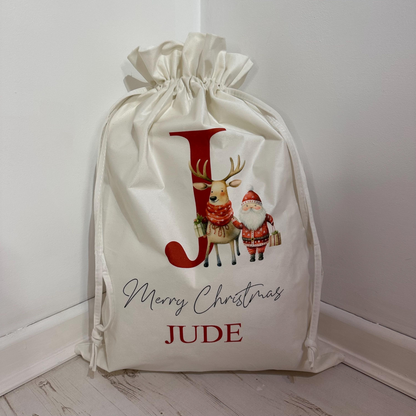 White Velvet Sack and Stocking