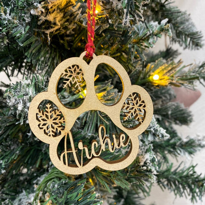 Wooden Paw Christmas Decoration