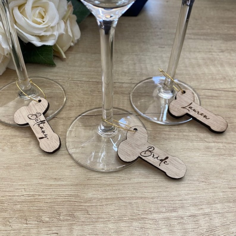 Wooden Hen Party Glass Charm