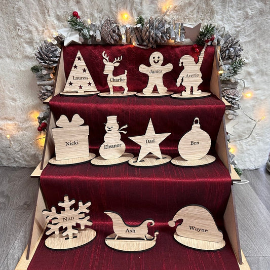 Wooden Christmas Table Place Names