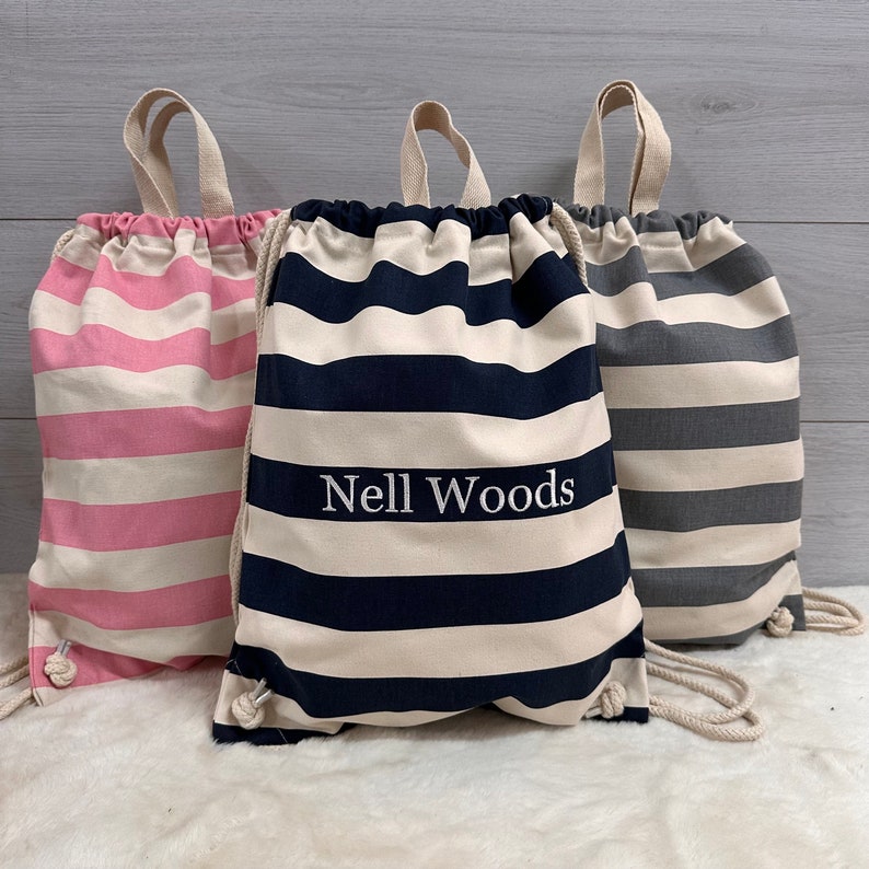 Embroidered Nautical Drawstring Bag