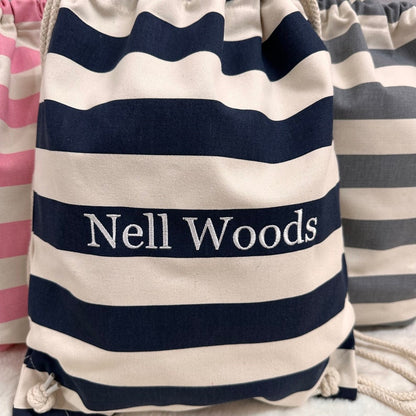 Embroidered Nautical Drawstring Bag