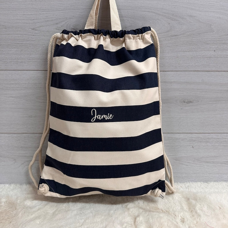 Embroidered Nautical Drawstring Bag